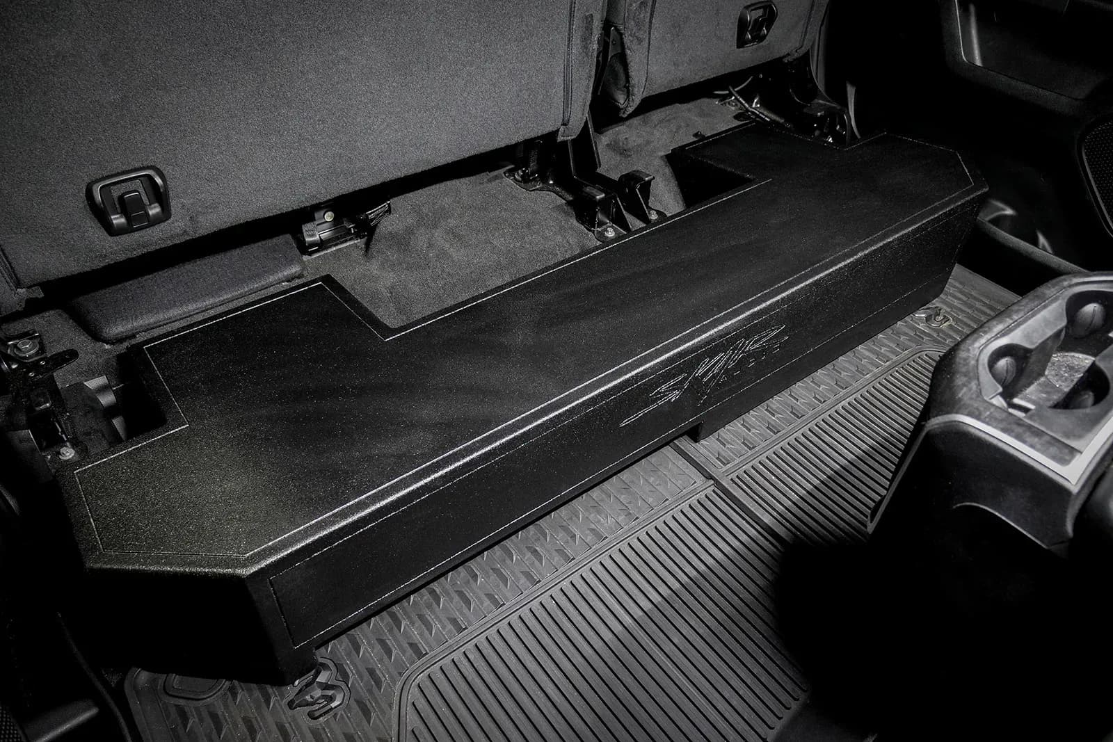 Featured Product Photo 9 for 2019-2024 Ram 1500 (5th Gen) Crew Cab Compatible Dual 10" Ported Armor Coated Subwoofer Enclosure