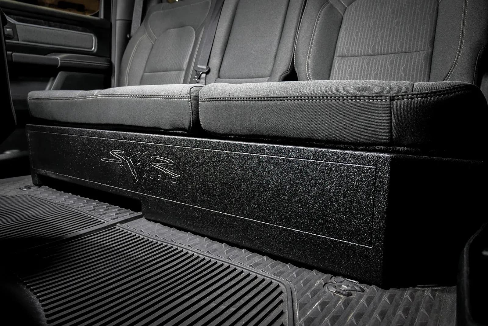 Featured Product Photo 10 for 2019-2024 Ram 1500 (5th Gen) Crew Cab Compatible Dual 10" Ported Armor Coated Subwoofer Enclosure