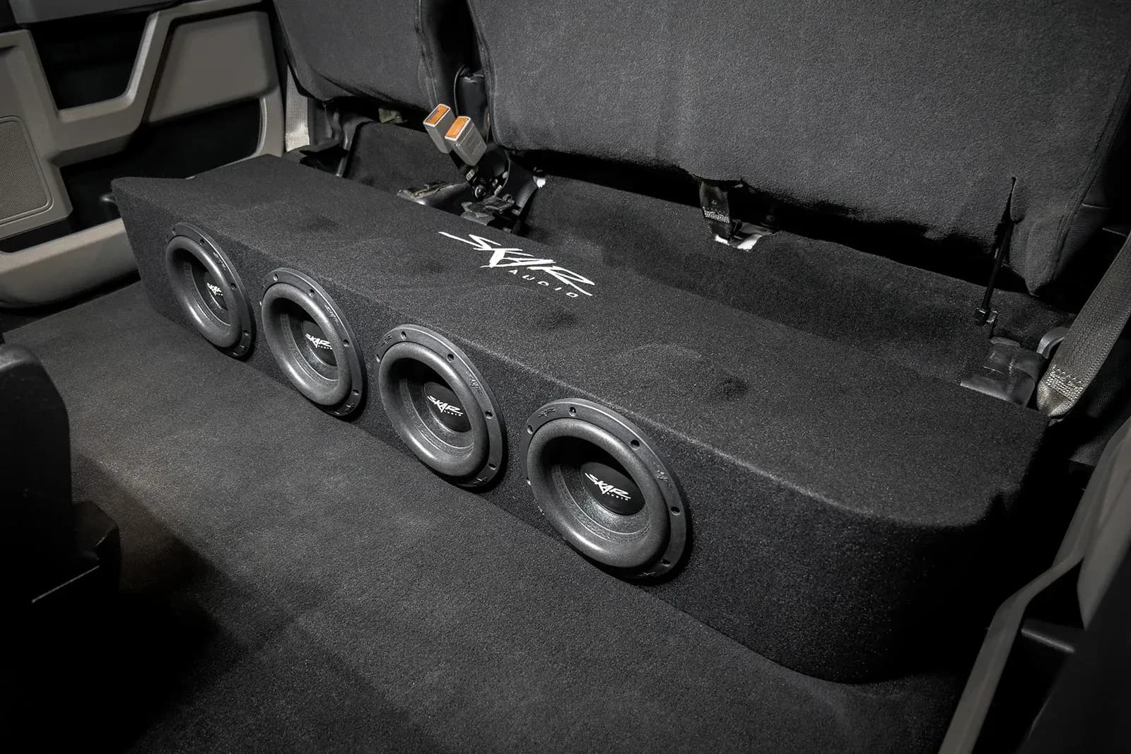 Featured Product Photo 11 for 2017-2025 Ford Super Duty (F-250/350/450) SuperCrew Cab Compatible Quad 8" Ported Subwoofer Enclosure