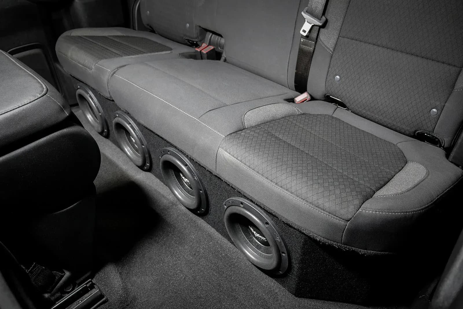 Featured Product Photo 8 for 2019-2025 Chevy Silverado & GMC Sierra Double Cab Compatible Quad 8" Ported Subwoofer Enclosure