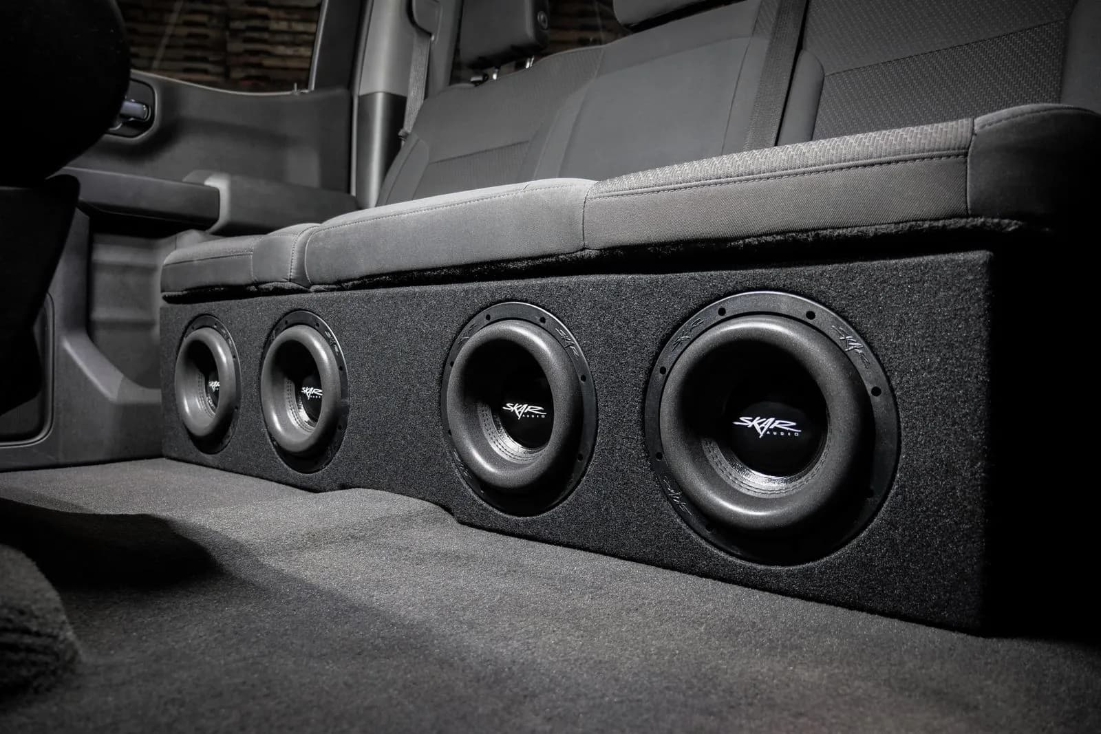 Featured Product Photo 10 for Quad 8" 3200W Max Power Loaded Ported Subwoofer Enclosure Compatible with 2019-2025 Chevy Silverado & GMC Sierra Crew Cab Trucks