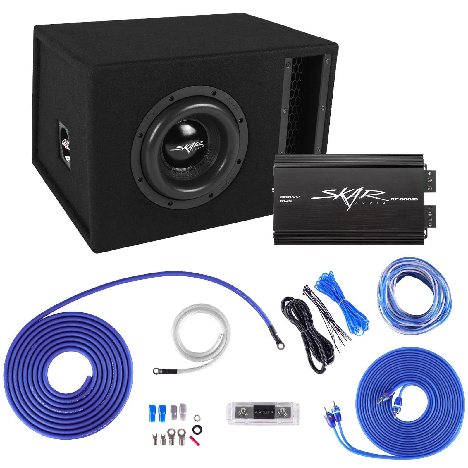 Single 8" 1,200 Watt EVL Series Complete Subwoofer Package with Vented Enclosure and Amplifier #1