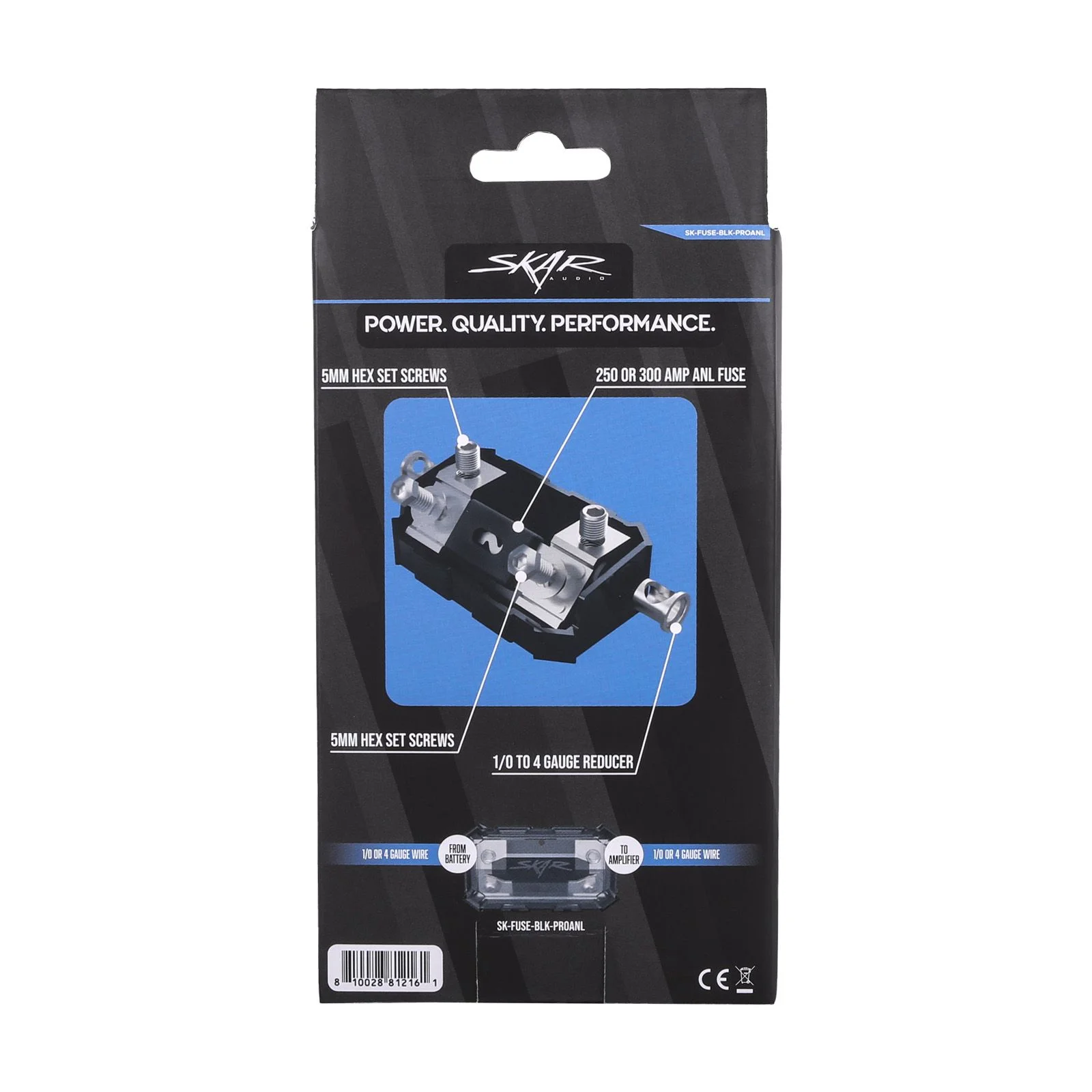 SK-FUSE-BLK-PROANL | 1/0 or 4 Gauge Pro Series Inline ANL Fuse Holder #8