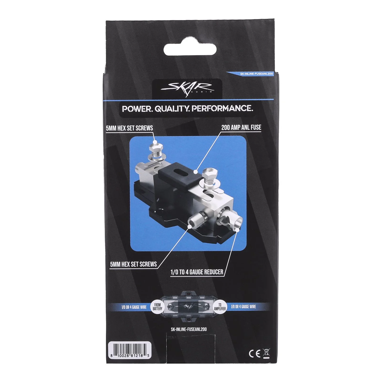 SK-INLINE-FUSEANL200 | 1/0 or 4 Gauge Inline ANL Fuse Holder - 200 Amp ANL Fuse #8