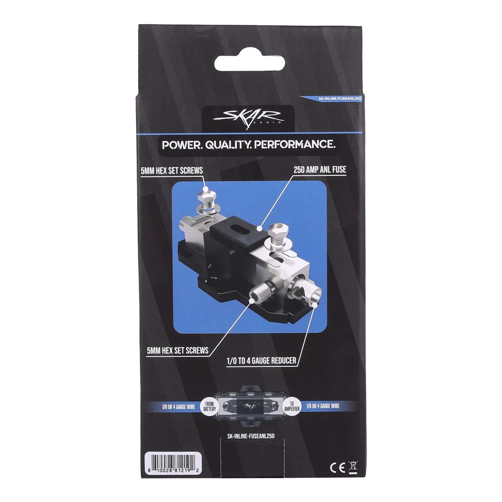 SK-INLINE-FUSEANL250 | 1/0 or 4 Gauge Inline ANL Fuse Holder - 250 Amp ANL Fuse #8