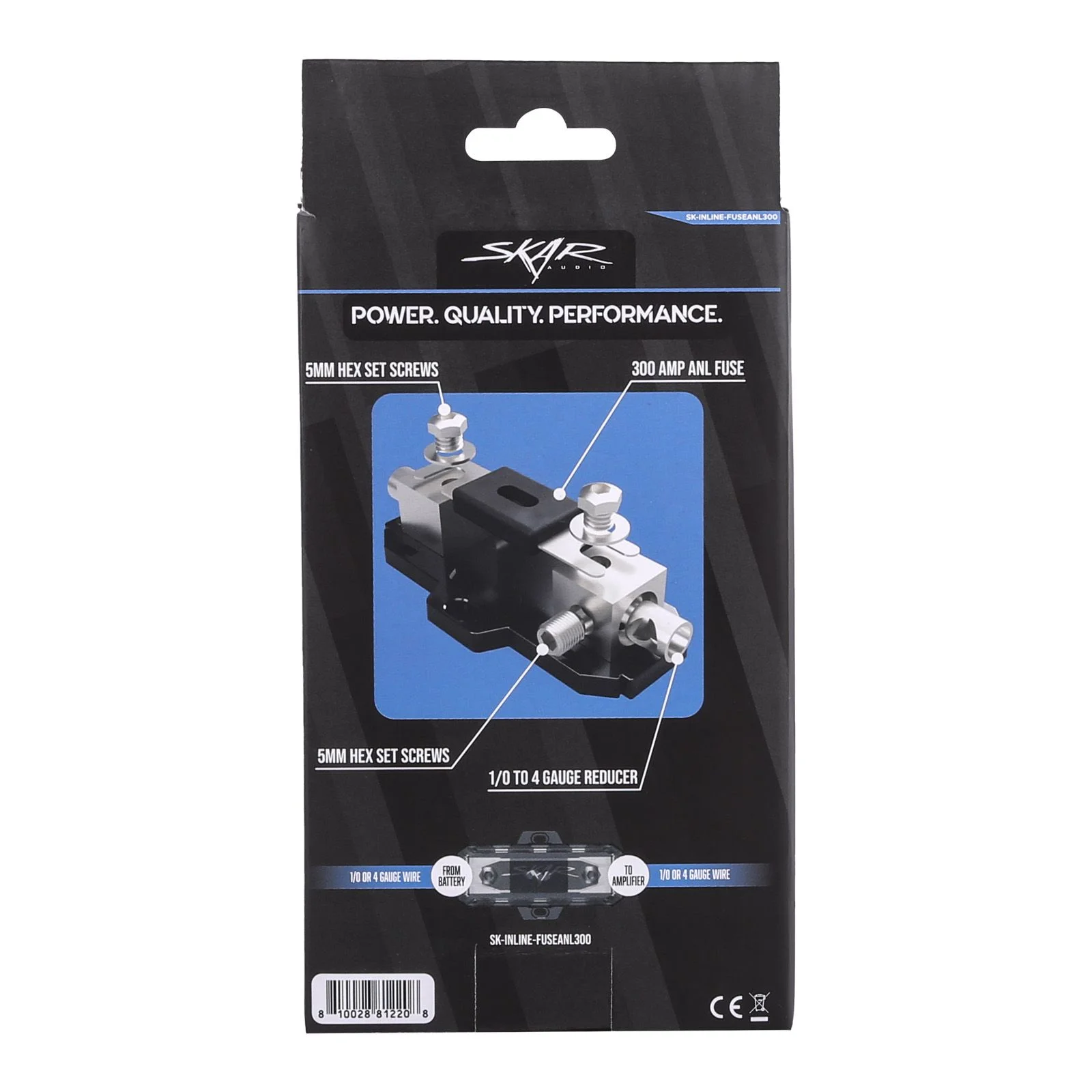 SK-INLINE-FUSEANL300 | 1/0 or 4 Gauge Inline ANL Fuse Holder - 300 Amp ANL Fuse #8