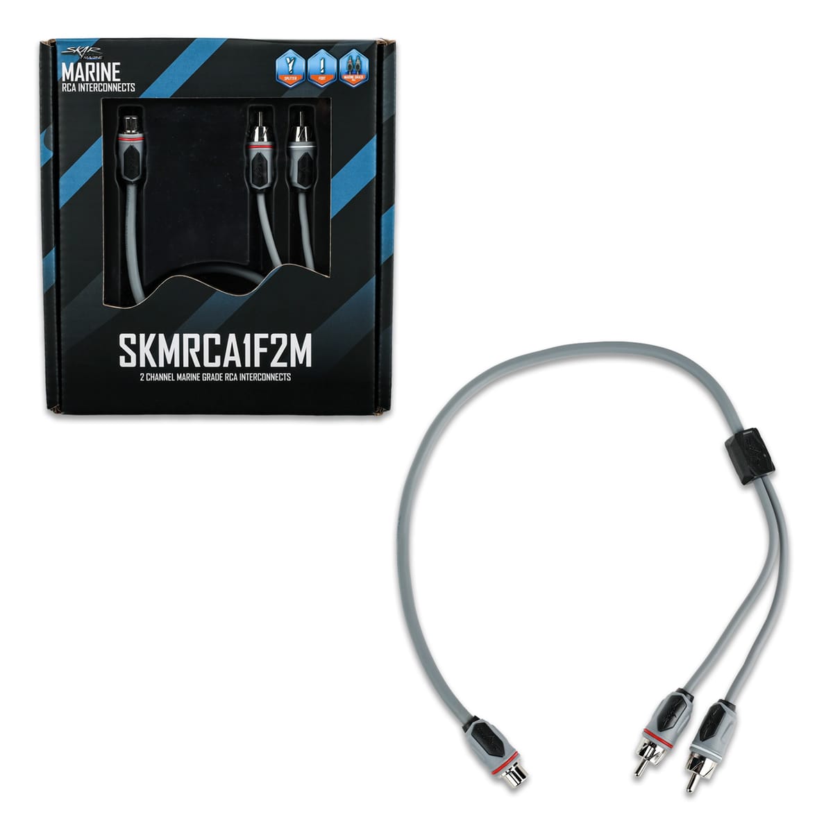 SKMRCA1F2M | 1-Female to 2-Male Marine Grade RCA Y-Adapter Cable #2
