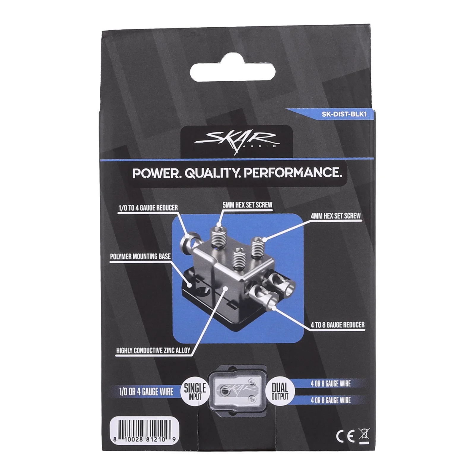 SK-DIST-BLK1 | Single 0/4 Gauge to Dual 4/8 Gauge Power Distribution Block #8