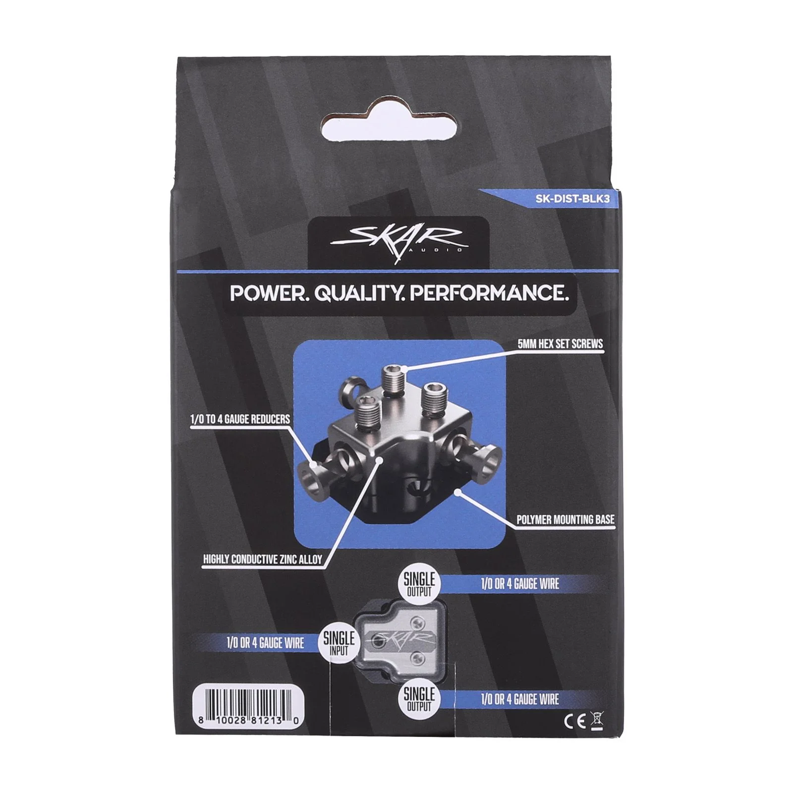 SK-DIST-BLK3 | Single 0/4 Gauge to Dual 0/4 Gauge Power Distribution Block #8