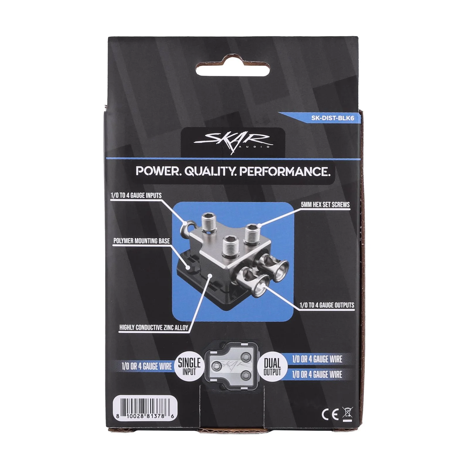 SK-DIST-BLK6 | Single 0/4 Gauge to Dual 0/4 Gauge Power Distribution Block #8