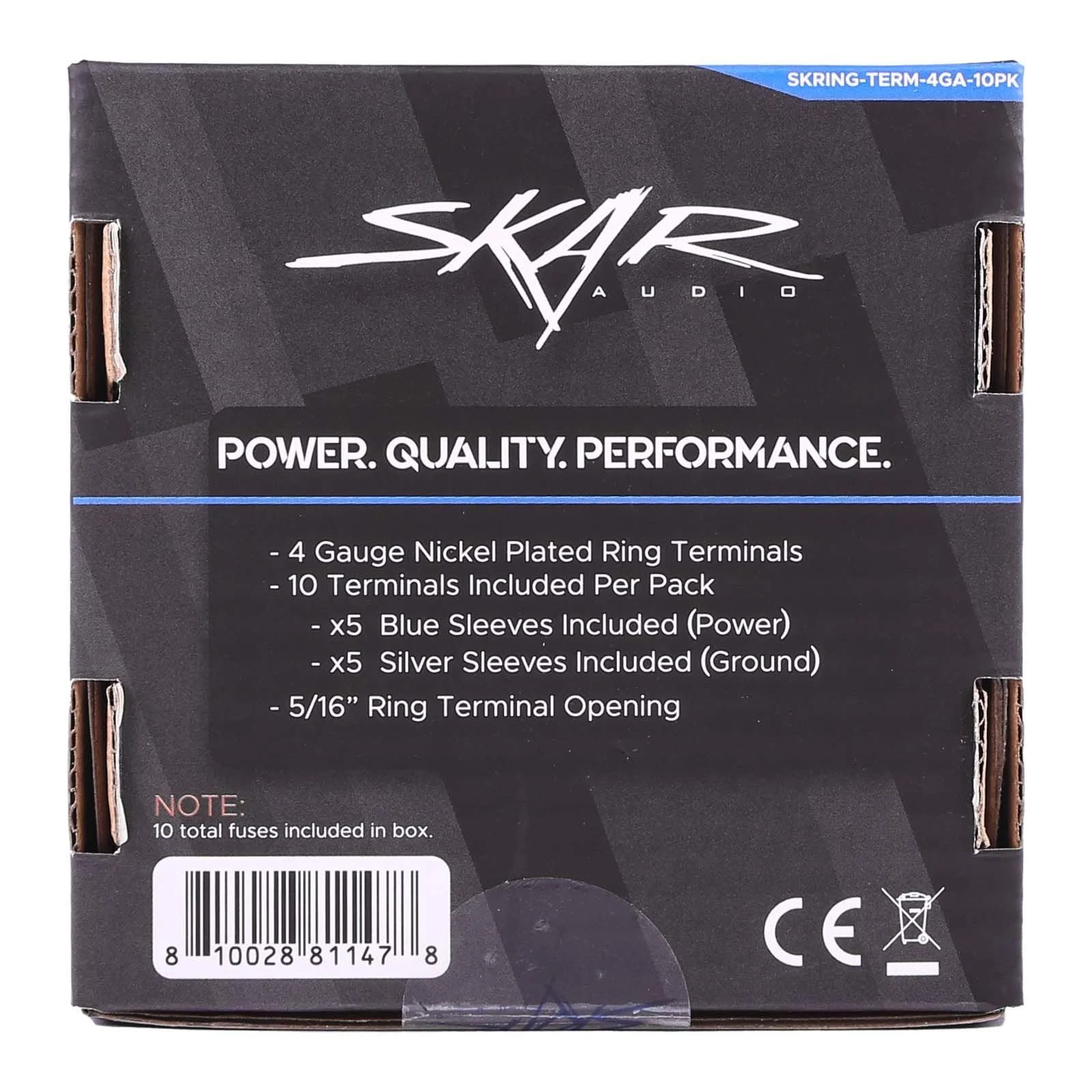 SKRING-TERM-4GA-10PK | 4 Gauge (5/16") Nickel Plated Premium Ring Terminals (10-Pack) #7