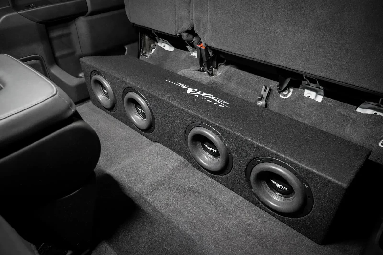 Skar Audio VS-4X8GM-2019-UP-CREWCAB-V enclosure installation example — view 3
