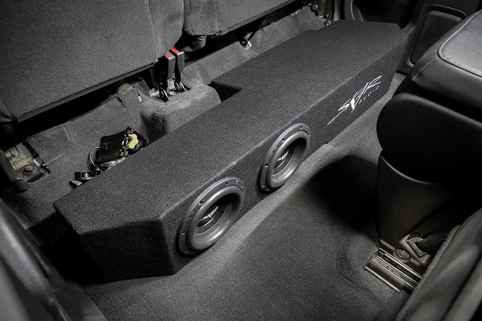Skar Audio L-EVL-VS-2X8GM-2019-UP-DCAB-V enclosure installation example — view 3