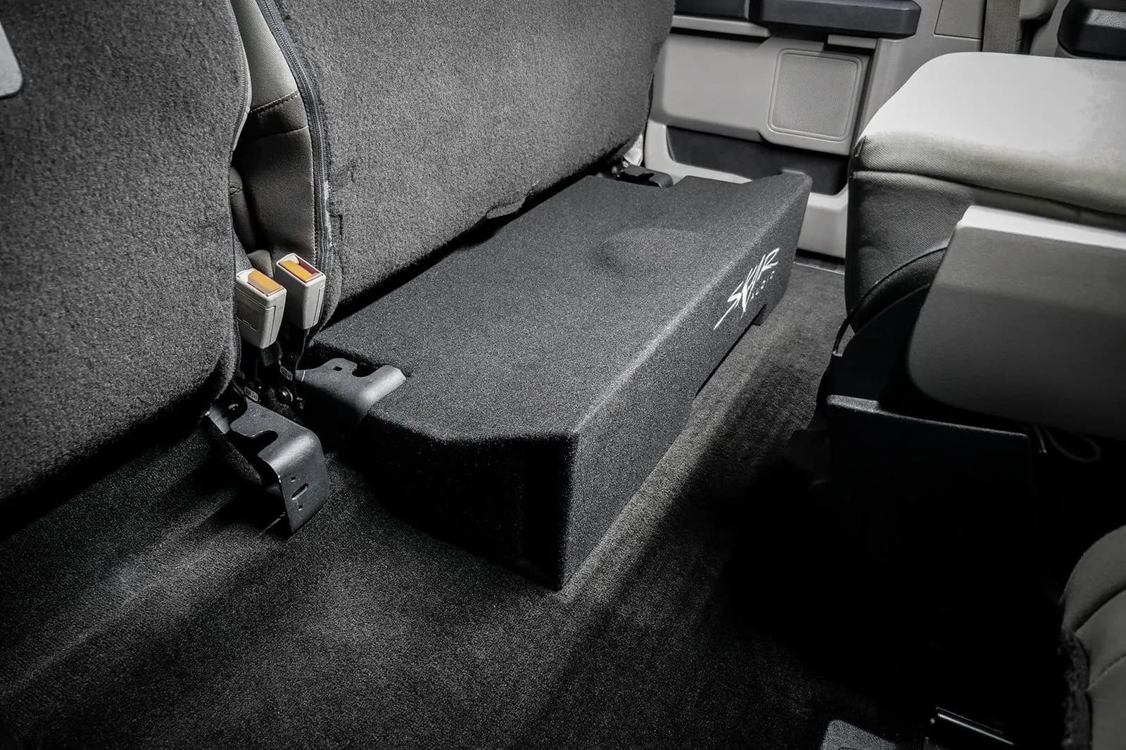 Skar Audio L-VD-VS-1X10FORD-2015-UP-SUPERCAB-V enclosure installation example — view 3
