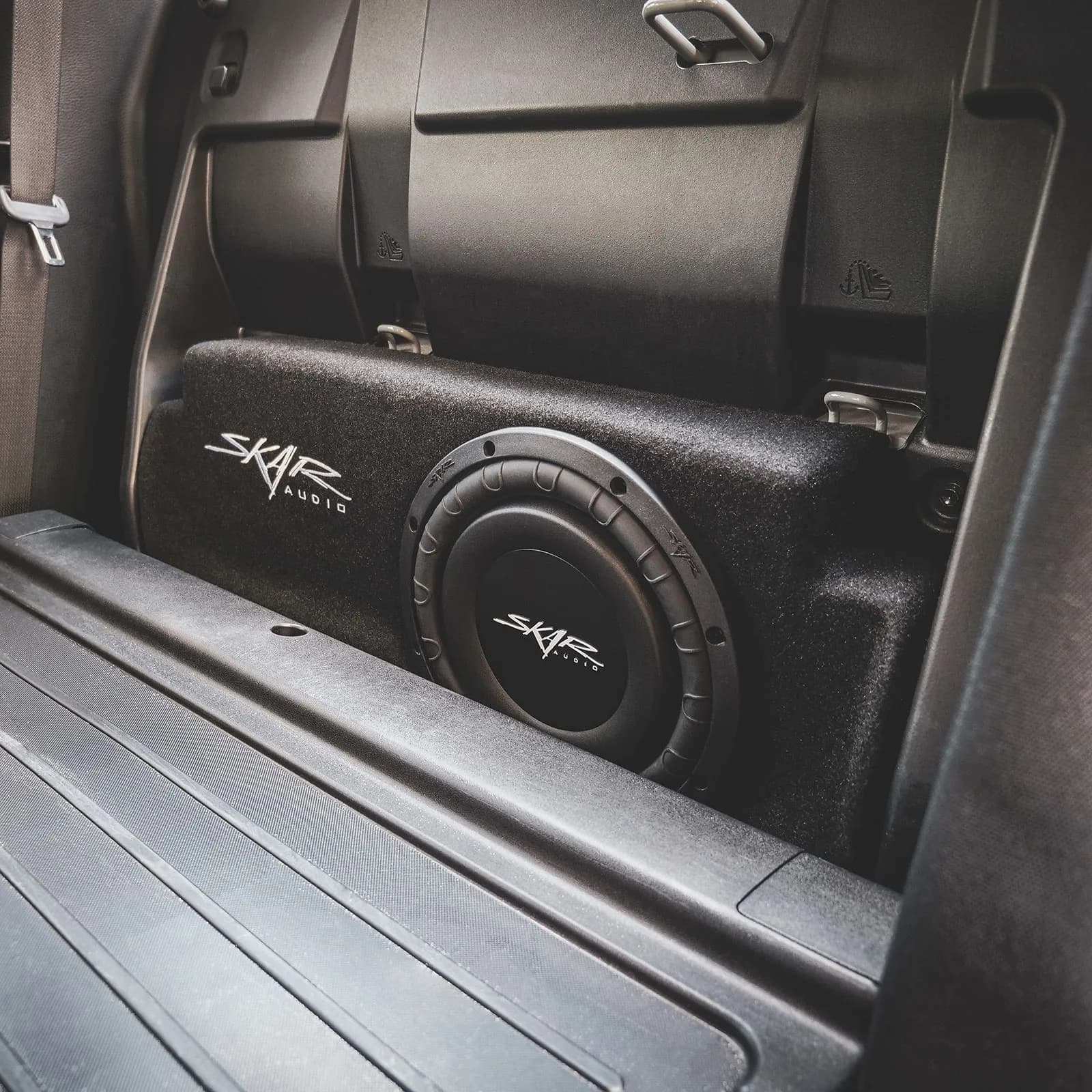 Skar Audio L-VS-1X10TOY-TACOM-2016-UP-DBLCAB enclosure installation example — view 2